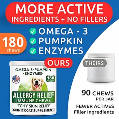 BARK&SPARK Dog Allergy Relief Chews (180 Immune Treats) - Anti-Itch Skin & Coat Supplement - Omega 3 Fish Oil - Itchy Skin Relief Treatment Pills - Itching&Paw Licking - Dry Skin & Hot Spots -Chicken - Image 6
