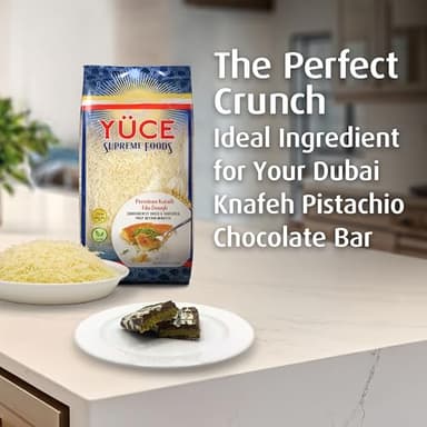 YÜCE Supreme Foods Kataifi Shredded Fillo Dough 500g (17.6 oz), Ingredient For the Viral Dubai Chocolate Bar Pistachio, Dried & Shredded Kataifi Filo Dough, Kunafa, Knafeh, Kadayif Phyllo Pastry - Image 4