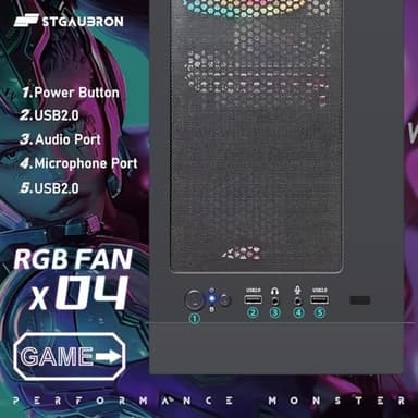 STGAubron Gaming PC Computer Desktop, Intel i7 Xeon E5 2.8GHz, Radeon RX 550 4G, 16GB DDR4, 512GB SSD, WiFi, BT 5.0, RGB Fan x4, Windows 11 Home - Image 7