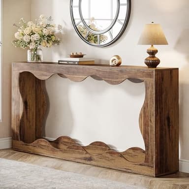 Tribesigns 63 Inches Farmhouse Console Table with Storage, Couch Table Behind Sofa, Long Entryway Sofa Station, Narrow Console Stand, Hallway Stand for Entryway Living Room, Brown - Image 6
