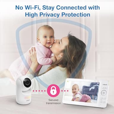 VTech Advanced HQ Max Twin 7" Digital Video 2-Cameras Baby Monitor with Pan Tilt Zoom, Long Battery Life 5000mAh, IPS Screen, Adaptive Multi-Color Night Light, 2-Way Talk, HQ Display, No WiFi, White - Image 5