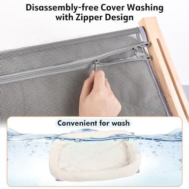 AMOSIJOY Cat Sill Window Perch Sturdy Hammock Window Seat with Cushion Cover, Wood & Metal Frame for Large Cats, Easy to Adjust Cat Bed for Windowsill, Bedside, Drawer and Cabinet (XL) - Image 2