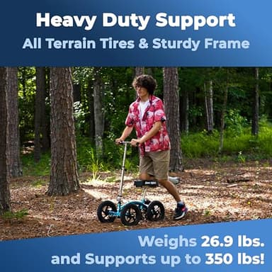 KneeRover Quad All Terrain Knee Scooter for Adults for Foot Surgery Heavy Duty Knee Walker for Broken Ankle Foot Injuries Recovery - Leg Scooter Best Knee Crutch Alternative (Metallic Blue) - Image 9