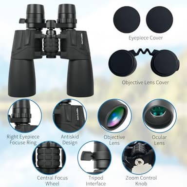 10-30x50 Zoom Binoculars for Adults High Power, Low Light Night Vision, BAK4 Prism with FMC Lens, Waterpoof, HD Professional Binoculars for Bird Watching, Hunting, Outdoor, Hiking - Image 5