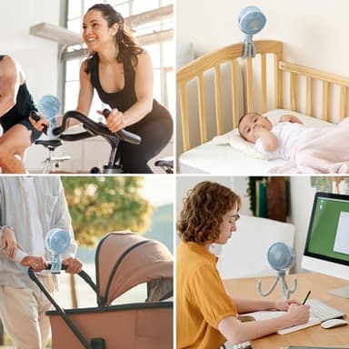 Momcozy Portable Stroller Fan, 8000mAh, 27H Ultra-long Battery Life, Detachable 4 Speed 360°Rotate, LED Night Light with 2 Modes, USB Rechargeable Handheld Cooling Fan for Travel, Car Seat, Bedroom - Image 8