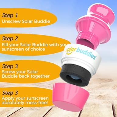 Solar Buddies Sunscreen Applicator - Single Full Pink - Refillable Roll on Sponge Sunscreen, Suncream & Lotion Applicator For Kids, Adults & Families - Holds 3.4fl oz, Perfect Size for Travel - Image 5