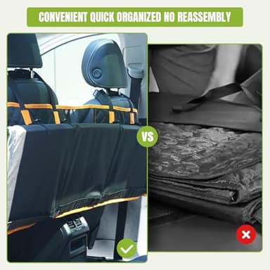 BIERPOER Dog Car Seat Cover for Back Seat - Hard Bottom Hammock Dogs Extender Seat Cover with Mesh Window & Pocket Waterproof Anti-Scratch Camping Travel Bed for Cars Trucks and SUVs - Image 2