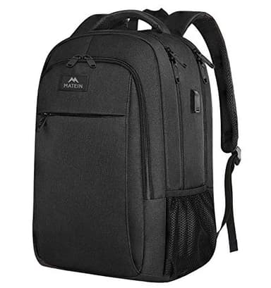 MATEIN Business Laptop Backpack, 15.6 Inch Travel Laptop Bag Rucksack with USB Charging Port, Water-Resistant Bag Daypack for Work College Computer Men Women Backpack, Black - Image 8