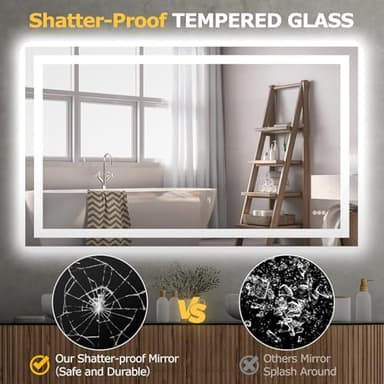 Hivone 55X30 LED Bathroom Mirror with Lights, Anti-Fog, Dimmable, Backlit + Front Lit, Smart Bathroom Vanity Mirror, Memory Function, Shatterproof, Tempered Glass (Horizontal/Vertical) - Image 6