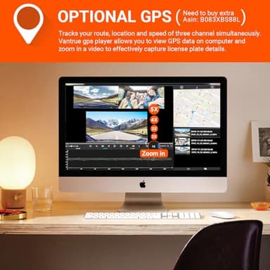 VANTRUE N4 3 Channel Dash Cam, 4K+1080P Dual Channel, 1440P+1440P+1080P Front Inside Rear Three Way Triple Car Dash Camera, IR Night Vision, Capacitor, 24 Hours Parking Mode, Support 256GB Max - Image 9