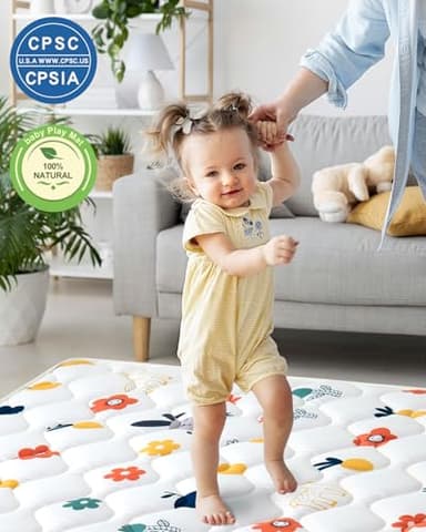 Odorless Premium Foam Baby Play Mat 79" x 71", Soft Microfiber Fabric Crawling Mat for Floor- Comfortable and Hypoallergenic, Non-Slip Cushioned Floor Playpen mat for Infants,Babies,Toddlers - Image 2