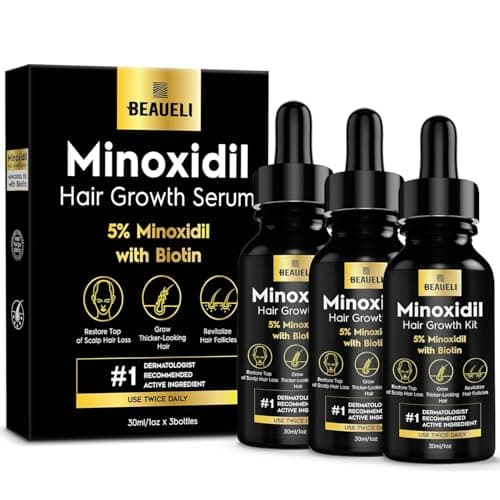 5% Minoxidil Hair Growth for Men and Women: Extra Strength Minoxidil Regrowth Treatment Serum for Thinning Hair Loss to Grow Thicker Fuller Faster 30ml 3Bottles - Image 1
