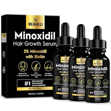 5% Minoxidil Hair Growth for Men and Women: Extra Strength Minoxidil Regrowth Treatment Serum for Thinning Hair Loss to Grow Thicker Fuller Faster 30ml 3Bottles - Image 1
