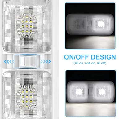 Miady 12V LED RV Interior Lights 750 Lumen, RV LED Ceiling Double Dome Light with Switch for Car/Trailer/Camper/Boat, Natural White 4000-4500K, 60X2835SMD, Pack of 5 - Image 5