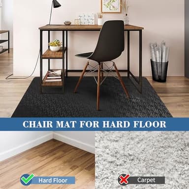 Office Chair Mat, TYDLE 50" x 65" Large Chair Mat for Hard Floor, Vinyl Chair Mat for Gaming Chairs, Slip Resistant Floor Protector Rolling Computer Desk Mat for Hardwood Floor, Black - Image 5