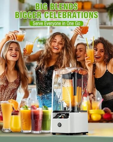 WantJoin Quiet Blender - Kitchen Blender with Soundproof, 2.5 HP Copper Motor, 80oz Jar, Multifunctional Silent Blenders for Smoothies, Juice, Soups, Sauce, w/ 15 Speeds, Stainless Steel 6-blade Combo - Image 7