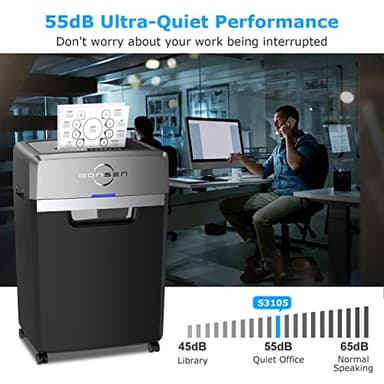 BONSEN Heavy Duty Paper Shredder, 24-Sheet Cross-Cut Shredder, 40-Min Continuous Running Time, Commercial Grade Shredder for Office, 9-Gallon Big Basket, 55dB Super Quiet, P-4 High Security (S3105) - Image 6