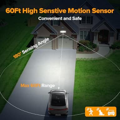 UME Hybrid Solar and Battery Powered Motion Sensor Outdoor Lights, 302 LED 1800LM, IP65 Waterproof, 3-Head Motion Activated LED Flood Lights, Energy Efficient Hybrid Security Light for Garden, Patio - Image 4