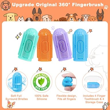 YUEYUEJIA Dog Toothbrush Finger Toothbrush Dogs Tooth Brushing Kit 4Pack Dogs Finger Toothbrushes for Dog Teeth Cleaning& Dental Care Doges Tooth Brush Pet Toothbrush - Image 2