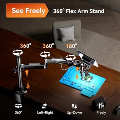 Elikliv EM3K-3D Max 3D Digital Microscope with Magnetic Dual Lens, 3K HDMI, 10.1" Flex Arm, Coin & Electronics Repair Microscope with Ring Light, 64GB Card Included - Image 7