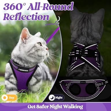 rabbitgoo Cat Harness and Leash Set for Walking Escape Proof, Adjustable Soft Kittens Vest with Reflective Strip for Cats, Comfortable Outdoor Vest, Purple, S - Image 8