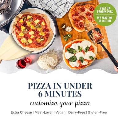 PIEZANO Crispy Crust Pizza Oven by Granitestone – Electric Pizza Oven Indoor Portable, 12 Inch Indoor Pizza Oven Countertop, Pizza Maker Heats up to 800˚F for Stone Baked Pizza at Home - Navy - Image 2