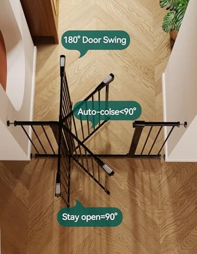 Babelio Baby Gate for Doorways and Stairs, 26-40" Auto Close Dog Gate, Easy-Install Pressure Mounted Satey Door, No Drilling Safety Gate for Child and Pets, Pressguard, Black - Image 5