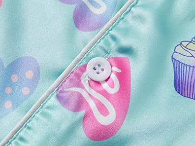 Topgal Girls Satin Coat Style Pajamas Summer Fall Short Sleeve Tee & Pants Set Size 6/7 - Image 4