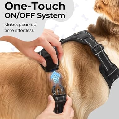 Funfox Dog Harness No Pull, Adjustable Pet Vest Harness Black M with Handle, 2 Leash Clips for Daily Walking Easy Control, Soft Durable Reflective Comfortable for Medium Sized Dogs - Image 5
