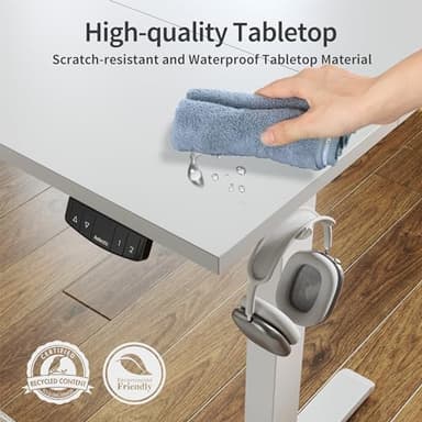 Agilestic Electric Standing Desk, 55 x 24 Inches Height Adjustable Desk, Sit Stand up for Work Office Home, Ergonomic Rising Computer Table with Memory Preset, White - Image 5