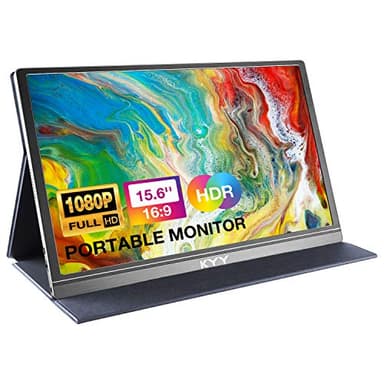 KYY Portable Monitor 15.6inch 1080P FHD USB-C, HDMI Computer Display HDR IPS Gaming Monitor w/Premium Smart Cover & Screen Protector, Speakers, for Laptop PC MAC Phone PS4 Xbox Switch - Image 1