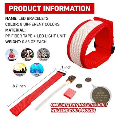 KIRALUMI 8 PCS LED Glow Bracelets, Light Up Bracelets for Kids Adults - Christmas Glow in The Dark Party Bracelets Favors Supplies for Concerts, Festivals, Game Prizes, Sports, Rave Accessories. - Image 3