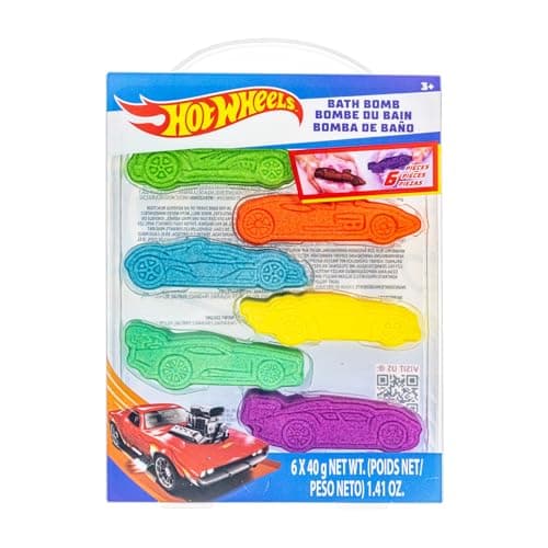 Hot Wheels 6 Piece Bath Bombs for Kids, Bubble Gum Scented, Bath Toys for Kids, Ages 3+, by Townley Girl - Image 1
