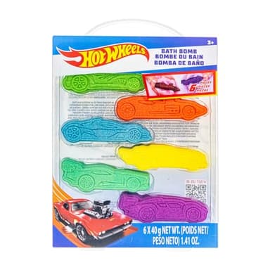 Hot Wheels 6 Piece Bath Bombs for Kids, Bubble Gum Scented, Bath Toys for Kids, Ages 3+, by Townley Girl - Image 1