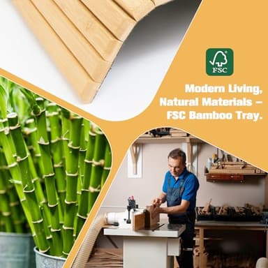 Sofa Arm Tray, 3-in-1 Magnetic Detachable Couch Arm Tray with 360° Swivel Phone/Tablet Holder, Bamboo Couch Cup Holder, Foldable Couch Armrest Table for Drinks, Snacks, Cups, Phones - Image 2