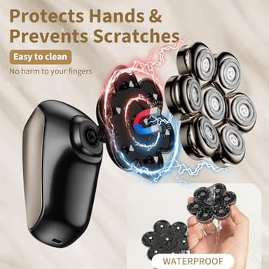 SHPAVVER Head Shavers for Bald Men: 5-in-1 Electric Razor - IPX7 Waterproof Shaving Grooming Kit for Balder - Turbo Speed & Precision Blades (Gold) - Image 2