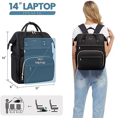 LOVEVOOK Laptop Backpack for Women 14 Inch, Teacher Nurse Work Bag Anti-Theft Travel Backpack with USB Charging Port for College Business Casual - Image 7