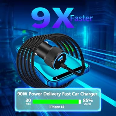 [Apple MFi Certified] iPhone Fast Car Charger, Linocell 60W Dual PD USB-C Car Power Cigarette Lighter USB-C Car Carplay Charger with 6FT Type-C to Lightning Cable for iPhone 14 13 12 11 XS XR X 8 iPad - Image 3