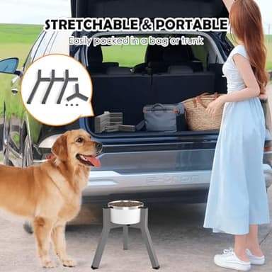 TIDANT Dog Bowl Stand, Adjustable Width for 7-10.6'' Bowls, Raised Dog Food & Water Bowls, 11'' Tall, Grey (Bowl Not Included) - Image 6