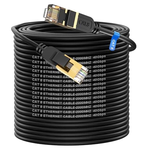 Cat 8 Ethernet Cable, 350FT High Speed Heavy Duty 26AWG Cat8 LAN Network Cable 40Gbps, 2000Mhz with Gold Plated RJ45 Connector, Outdoor&Indoor Internet Cable Compatible for Router Gaming Modem Xbox