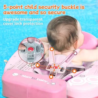Mambobaby Float with Canopy & Portable Backpack Skin-friendly Baby Swim Float with Tail Waterproof Non-Inflatable Mambo Float Smart Swim Trainer Soft Solid Infant Pool Float 3-24 months Baby Swim Ring - Image 7