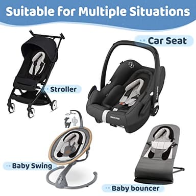 Pro Goleem Car Seat Head Support Infant, Soft Infant Car Seat Insert, 2 in 1 Carseat Head Support for Newborn, Perfect for Car Seat, Stroller, Swing, Bouncer, Gray and Black - Image 6