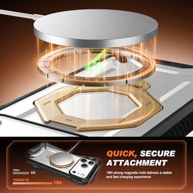 TONGATE for iPhone 17 Pro Max Case with 360° Spin Magnetic Stand, [Compatible with MagSafe][Military-Grade Protection] with Screen Protector & Camera Control Cover for iPhone 17 ProMax, ClearGold - Image 7