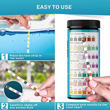 JNW 7-in-1 Pool Test Strips, 100 Quick & Accurate Test Strips for Pool Water, Spa Test Strips for Hot Tub, Chlorine Test Strips, Bromine, pH, Alkalinity, Hardness & More - Swimming Pool Test Kit - Image 5