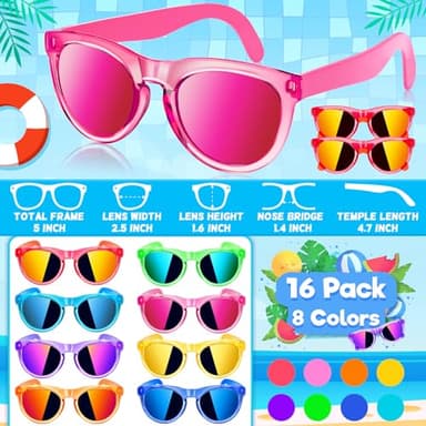 Loscola Kids Sunglasses Bulk, 16 Pack Kids Sunglasses Party Favors, Translucent Kids Sunglasses with Uv400 Protection for Boys Girls, Summer Beach Pool Party Favors for Kids 3-8 Goodie Bags Stuffers - Image 3