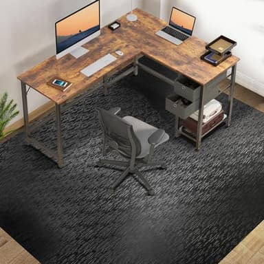 Office Chair Mat, TYDLE 50" x 65" Large Chair Mat for Hard Floor, Vinyl Chair Mat for Gaming Chairs, Slip Resistant Floor Protector Rolling Computer Desk Mat for Hardwood Floor, Black - Image 9