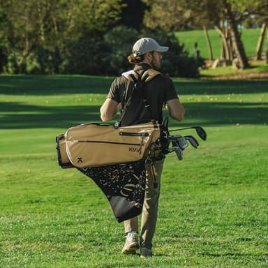 KVV Lightweight Golf Stand Bag with 7 Way Full-Length Dividers, 5 Zippered Pockets, Automatically Adjustable Dual Straps，Elegant Design(Khaki) - Image 2