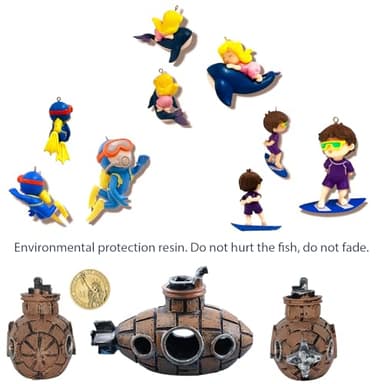 BEZALEL 13PCS Floating Fish Tank Decorations Floating Device Fish Tank Accessories Flotating Diver Fake Jellyfish Decorations Starfish Submarine Suitable for Aquarium - Image 6