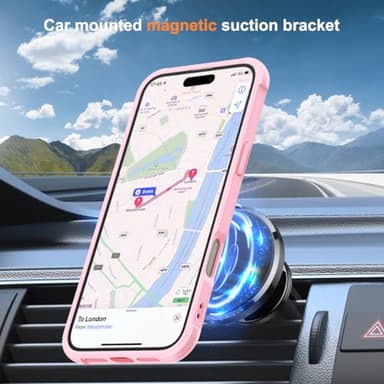 SKYLMW Compatible with iPhone 16 Case with Invisible Magnetic O-Ring Stand Military-Grade Translucent Case for iPhone 16 6.1" [Compatible with Mag-Safe][Great Grip Feeling], Pink - Image 4