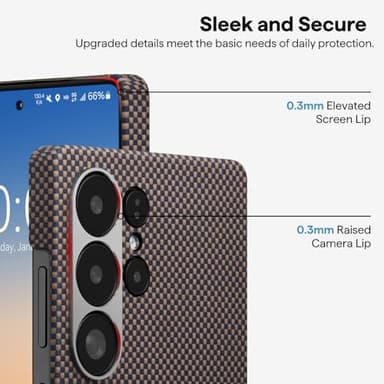 pitaka for S25 Ultra Case 6.9 Inch, Compatible with MagSafe, Slim & Light Samsung Galaxy S25 Ultra Case, 1500D Aramid Fiber Made [Tactile Woven - Sunset] - Image 5